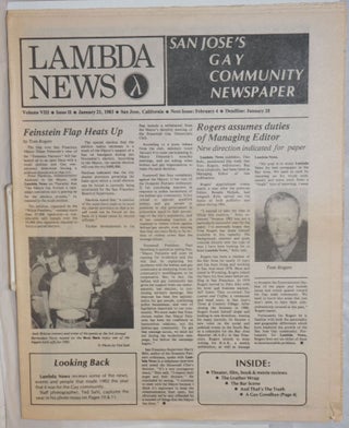 Cat.No: 239802 Lambda News: San Jose's gay Community Newspaper; vol. 8, #2, January 21...