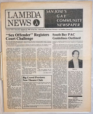 Cat.No: 239803 Lambda News: San Jose's gay Community Newspaper; vol. 8, #3, February 4...
