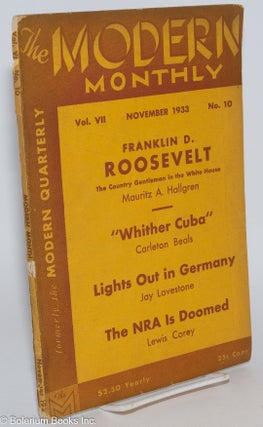 Cat.No: 239847 The Modern Monthly; vol. VII, no. 10 (November 1933). V. F. Calverton, ed