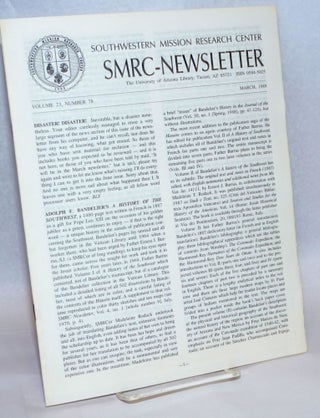Cat.No: 240175 SMRC - Newsletter; Volume 23, Number 78; March 1989. Southwestern Mission...