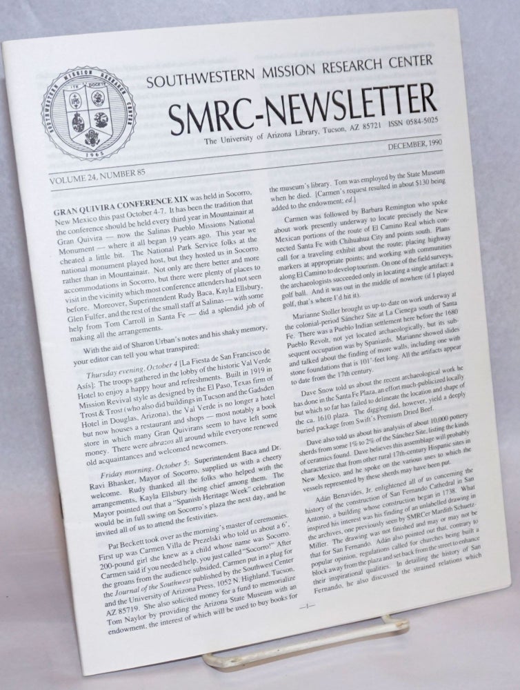 Cat.No: 240179 SMRC - Newsletter; Volume 24, Number 85; December 1990. Southwestern Mission Research Center.