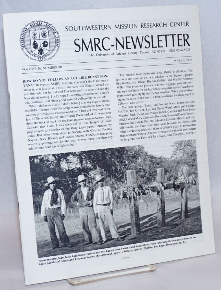 Cat.No: 240181 SMRC - Newsletter; Volume 26, Number 90; March 1992. Southwestern Mission Research Center.