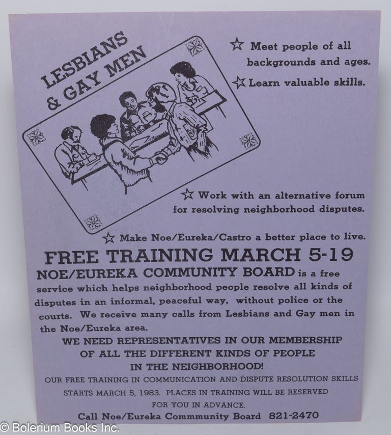 Cat.No: 240371 Lesbians & Gay Men: Free training March 5-19 [handbill]