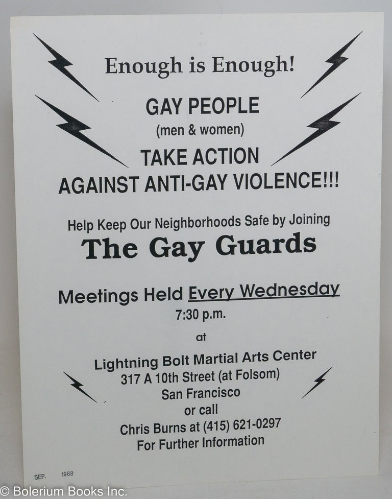 Cat.No: 240372 Enough is Enough! Gay People (men & women) Take Action