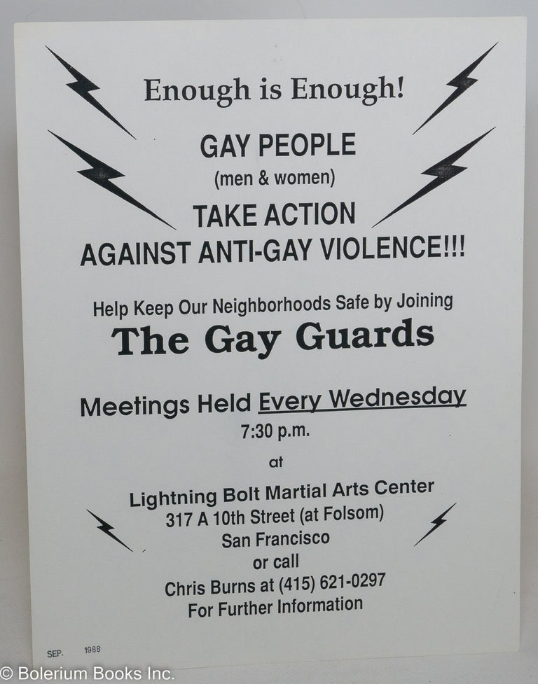 Cat.No: 240372 Enough is Enough! Gay People (men & women) Take Action