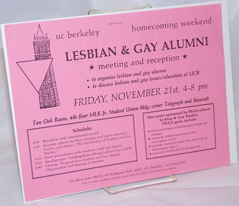 Cat.No: 240373 Lesbian & Gay Alumni: meeting and reception [handbil] Friday, November 21st, 4-8pm