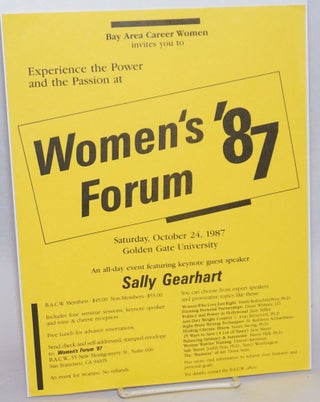 Cat.No: 240837 Experience the Power and the Passion at Women's Forum '87 [handbill...
