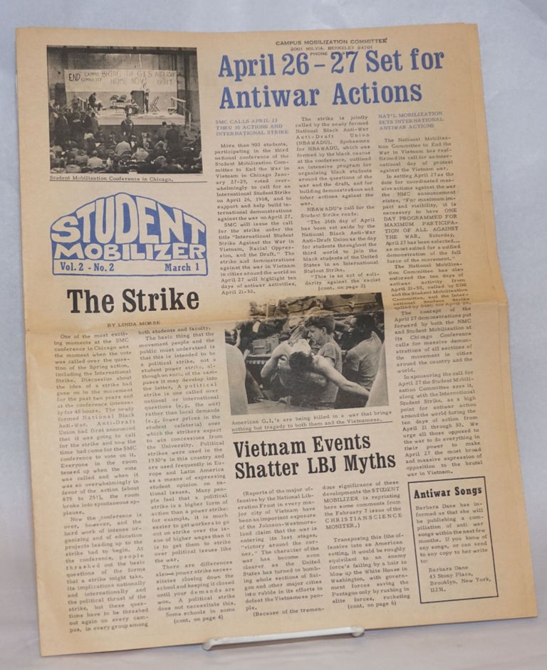 Cat.No: 241308 The student mobilizer, vol. 2, no. 2 (March 1 [1968]). Student Mobilization Committee.