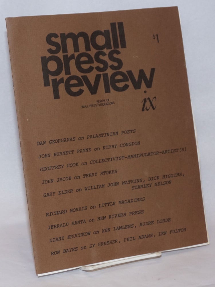 Cat.No: 241424 Small Press Review: review of small-press publications; vol. 3, #1, Whole Number 9. Len Fulton.