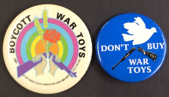 Cat.No: 241441 Boycott War Toys [pinback button, together with "Don't buy war