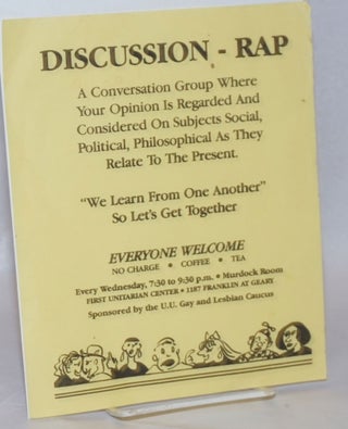 Cat.No: 241798 Discussion - Rap: a conversation group where your opinion is regarded and...