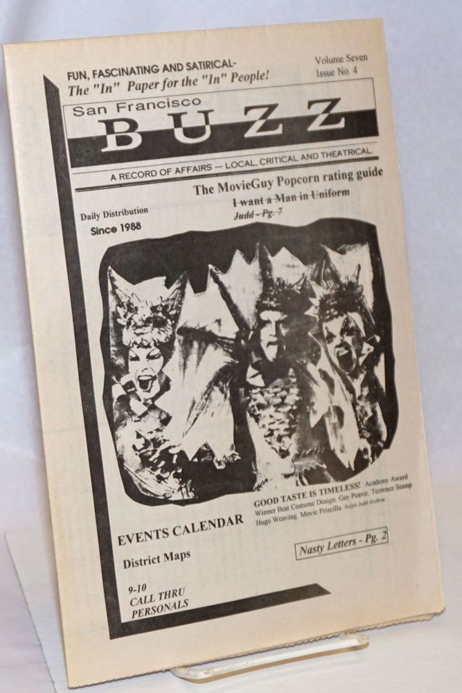 Cat.No: 241904 San Francisco Buzz: a record of affairs - local, critical and theatrical; vol. 7, #4, April 1995; The Movie Guy Popcorn rating guide. lee Hartgrave, Kory Lloyd Bennett, Jacques Michaels, Ralph Judd, Peter L. T. Messina.