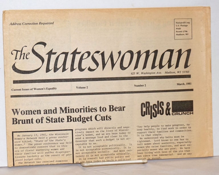 Cat.No: 241941 The Stateswoman: current issues of women's equality. Vol. 2, no. 2 March 1981. Marian Thompson.