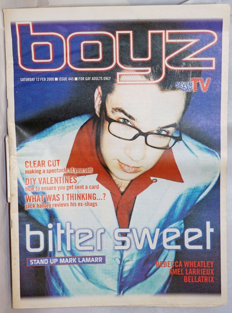Cat.No: 241948 Boyz: for gay adults only; #445, Saturday 12 February 2000. David Hudson, Bellatrix Rebecca Wheatley, Jack Hanley, Mark Lamarr.