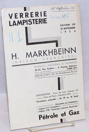 Cat.No: 242167 Verrerie Lampisterie H. Markhbeinn-Maison Francaise-; Edition 179, 15...