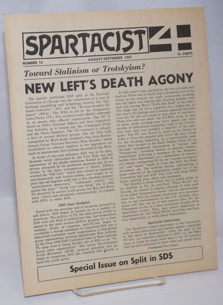 Cat.No: 242238 Spartacist. Number 13 (August-September 1969). Spartacist League.