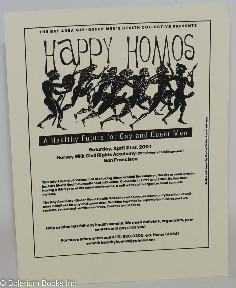 Cat.No: 242266 Happy Homos: a healthy future for gay and queer men [handbill]