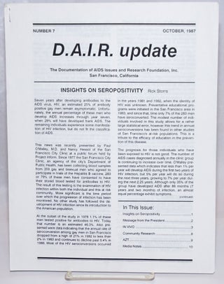Cat.No: 242275 D.A.I.R. Update: Number 7, October, 1987: Insights on Seropositivity. Gary...