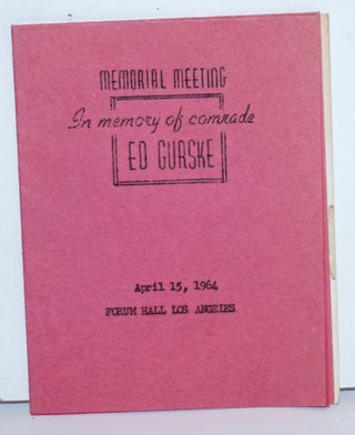 [Two brochures from memorials in honor of Ed Gurske]