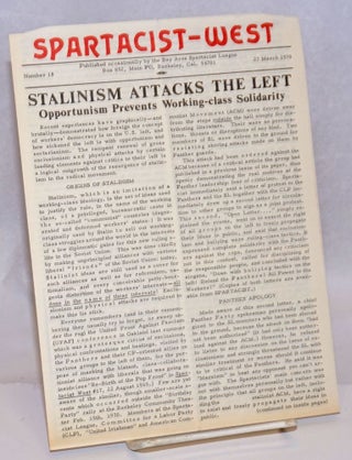Cat.No: 242632 Spartacist-West. Number 18, 27 March 1970. Bay Area Spartacist League