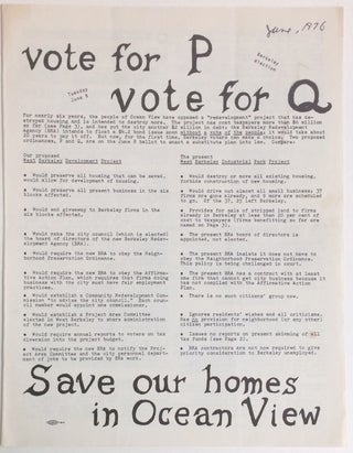 Cat.No: 242701 Vote for P, vote for q / Save our homes in Ocean View