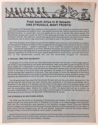 Cat.No: 242732 From South Africa to El Salvador, One struggle, many fronts! [handbill
