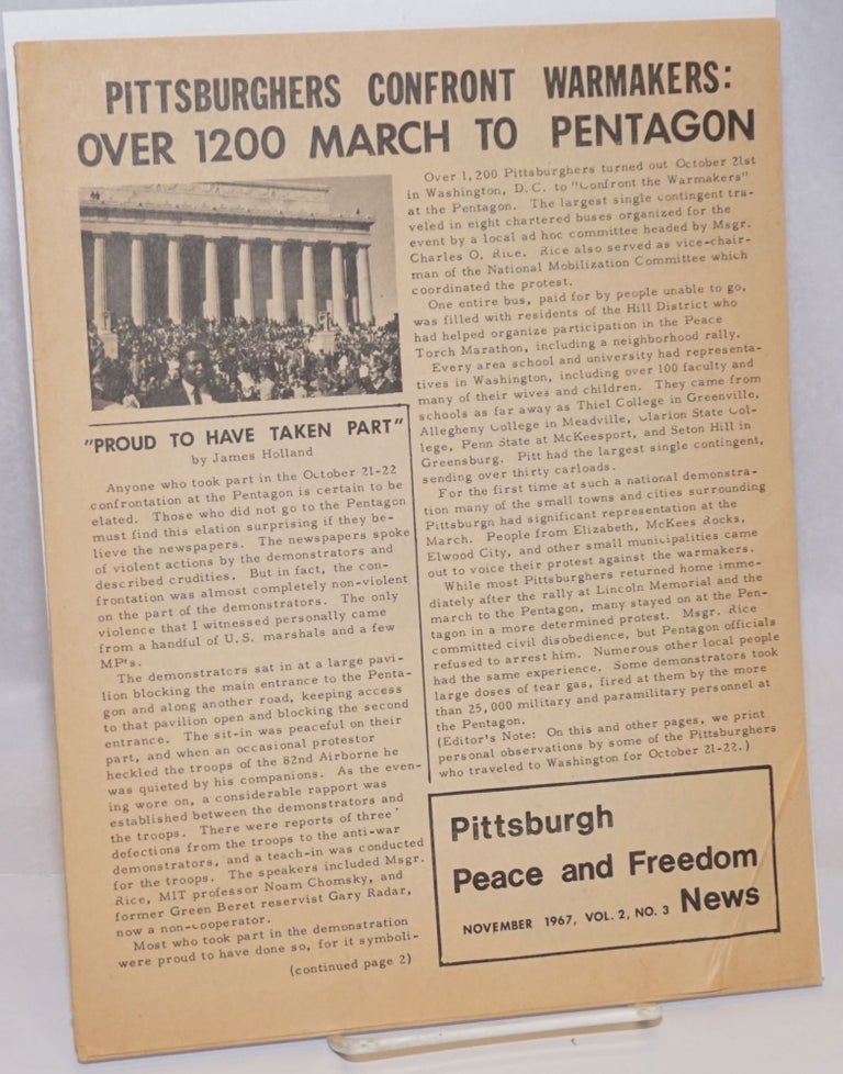 Cat.No: 243033 Pittsburgh Peace and Freedom News: Vol. 2 no. 3 (November 1967)