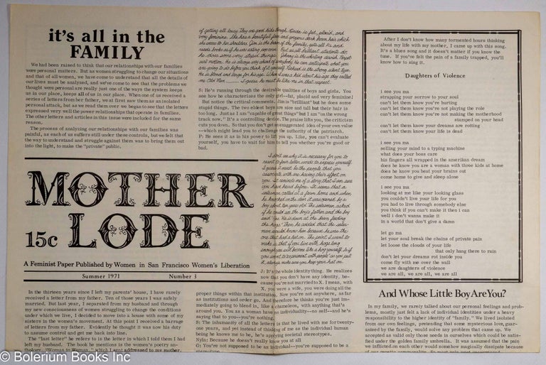 Cat.No: 243110 Mother Lode: a feminist paper; #3, Summer 1971: it's all in the family