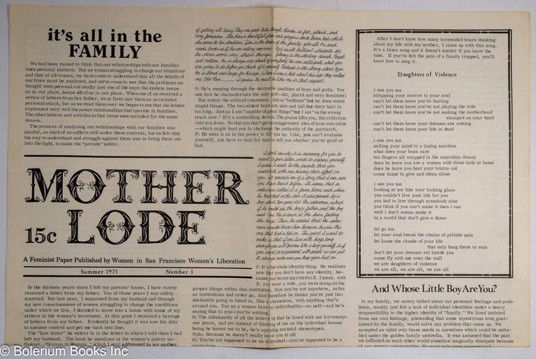 Cat.No: 243110 Mother Lode: a feminist paper; #3, Summer 1971: it's all