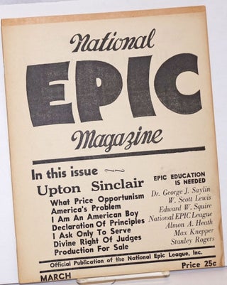 Cat.No: 243402 National Epic Magazine: Official Publication of the National Epic League,...
