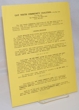 Cat.No: 244242 Gay Youth Community Coalition of the Bay Area [handbill