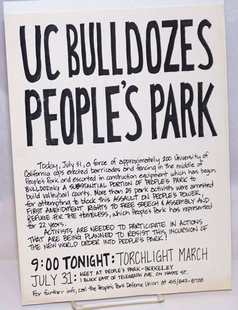 Cat.No: 244907 UC Bulldozes Peoples Park [handbill]