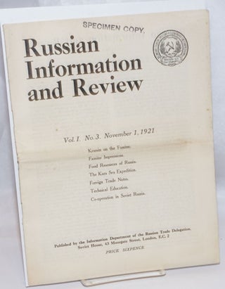 Cat.No: 245206 Russian Information and Review. Vol. 1 no. 3 (November 1, 1921