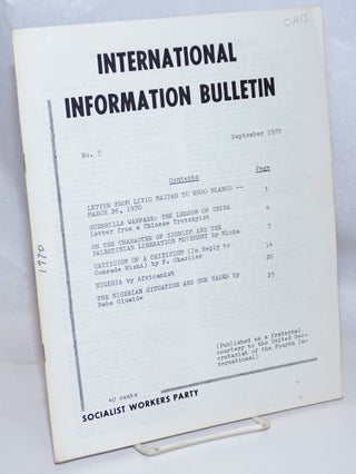 Cat.No: 245411 International information bulletin, no. 7, September 1970. Fourth...