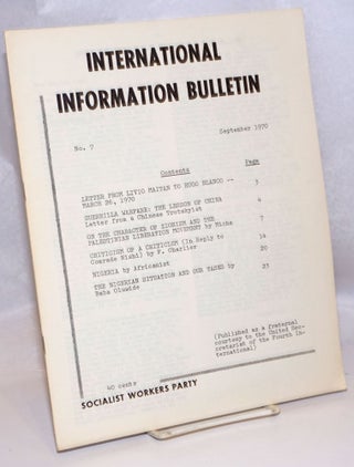 Cat.No: 245522 International information bulletin, no. 7, September 1970. Fourth...