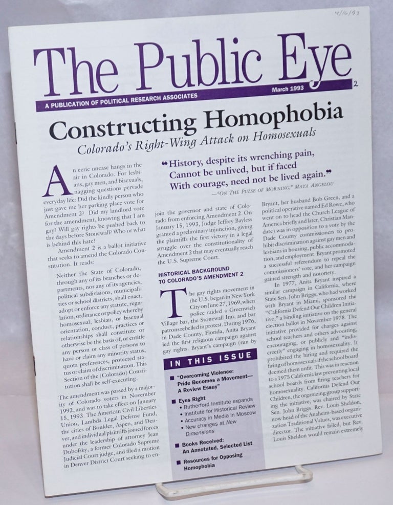 Cat.No: 245677 The Public Eye: A Publication of Political Research Associates; March 1993. Jean Hardisty, Margaret Quigley.