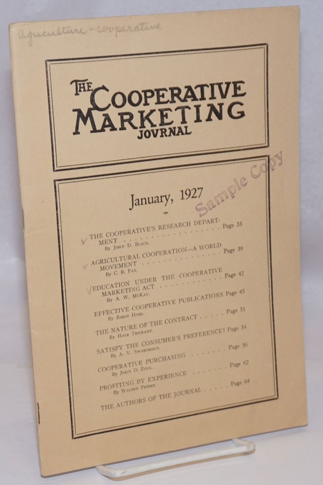 Cat.No: 245694 The Cooperative Marketing Journal: Vol. 1 No. 2, January 1927. Walton Robin Hood Peteet, and.