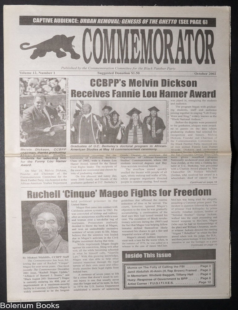 Cat.No: 245955 The Commemorator. Vol. 12 no. 1 (October 2002
