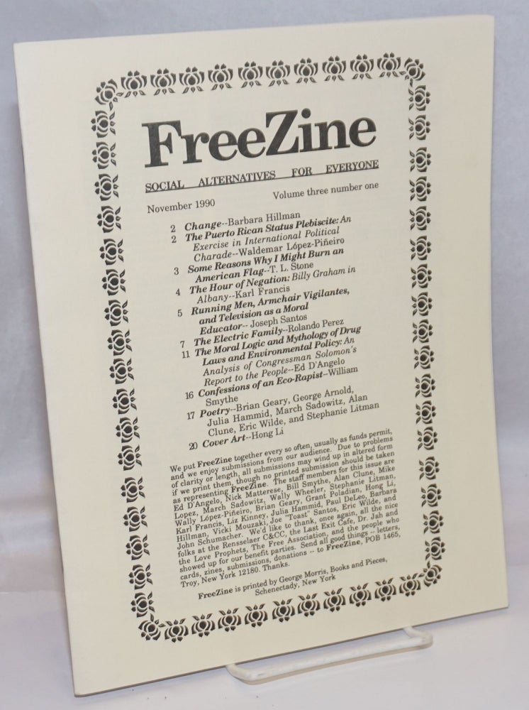 Cat.No: 246248 FreeZine: social alternatives for everyone; vol. 3, no. 1 (November 1990). Ed D'Angelo, staff.