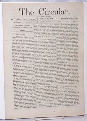 Cat.No: 247078 The Circular: Published Weekly by the Oneida and Wallingford Communities;...