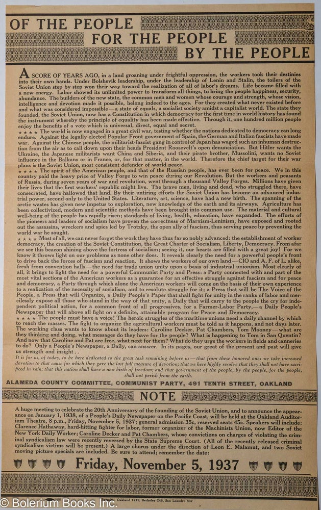 Cat.No: 247586 Of the people, for the people, by the people [broadside]
