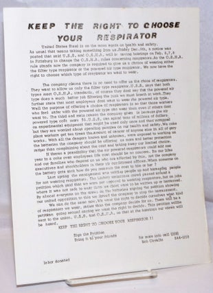 Cat.No: 247990 Keep the right to choose your respirator [handbill