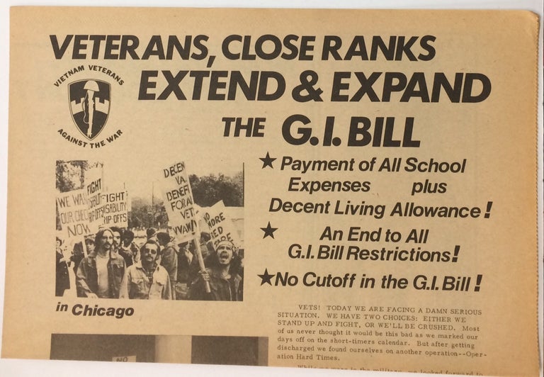 Cat.No: 248308 Veterans, close ranks. Extend and expand the GI Bill. Vietnam Veterans Against the War.