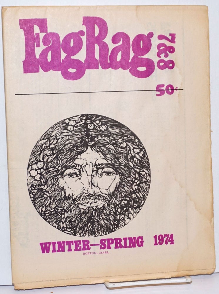 Cat.No: 248918 Fag Rag: a gay male newspaper; #7 & 8 Winter-Spring 1974; Gore Vidal interview. Steven Abbott, Gore Vidal, John Wieners, Michael Bronski.