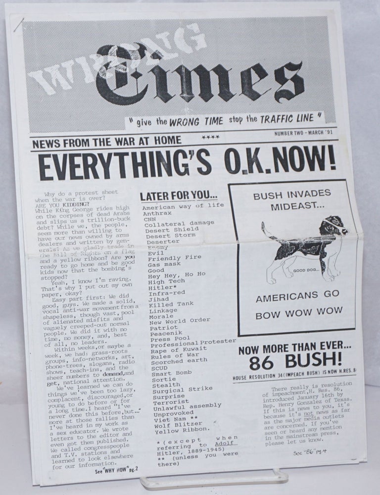 Cat.No: 249215 Wrong Times: news from the war at home, no. 2 (March 1991)