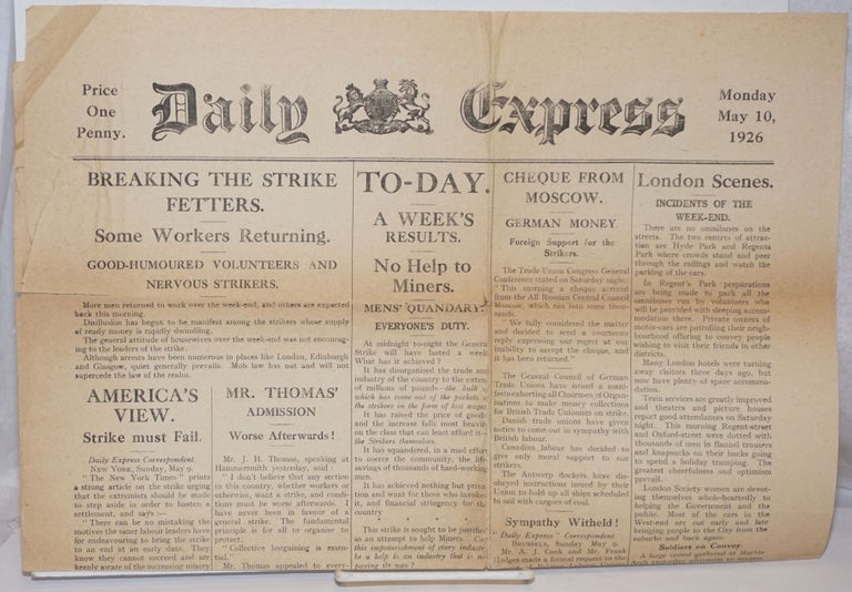 Cat.No: 249795 Daily Express [special single-sheet issue printed during the general strike; May 10, 1926]