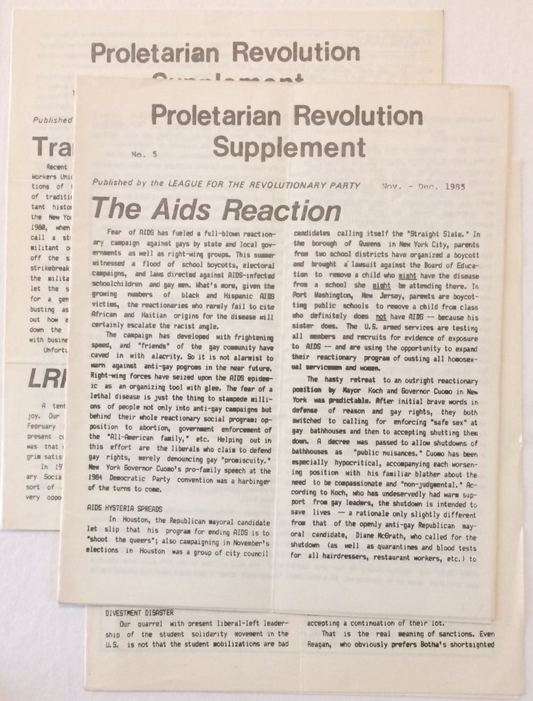 Cat.No: 249888 Proletarian Revolution Supplement [three issues]. League for the Revolutionary Party.