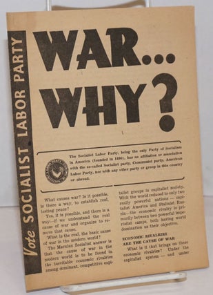 Cat.No: 250122 War... Why? Socialist Labor Party