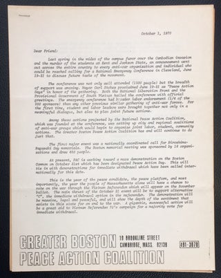 Cat.No: 250174 Greater Boston Peace Action Coalition [introductory packet