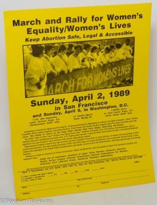 Cat.No: 250320 March and Rally for Women's Equality / Women's Lives. Keep abortion safe,...